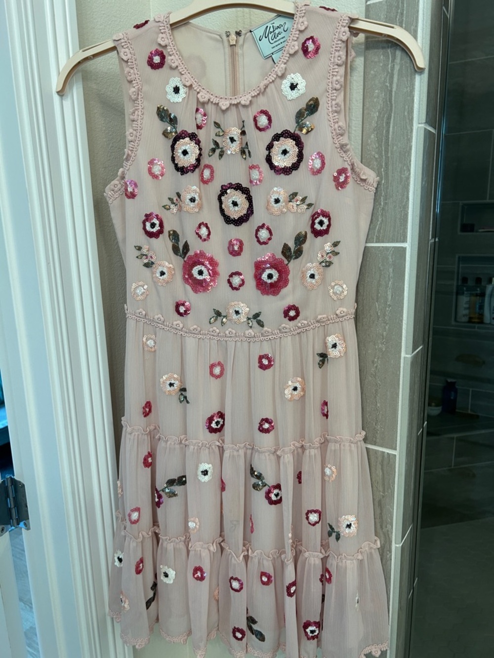 kate spade Blush Pink Floral Embellished Sleeveless Dress